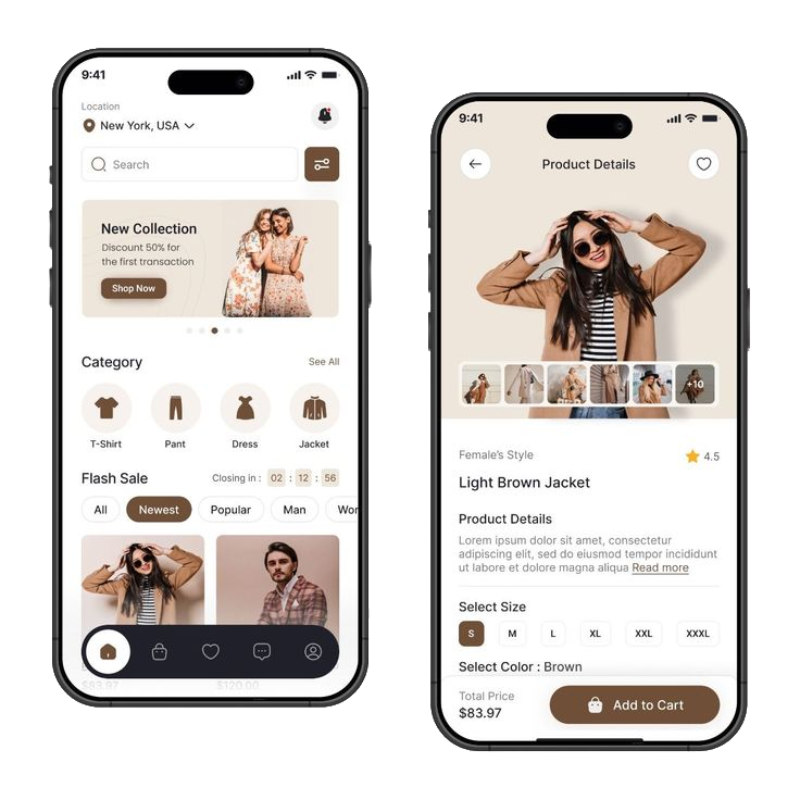 Modern Android app interfaces showcased on different devices