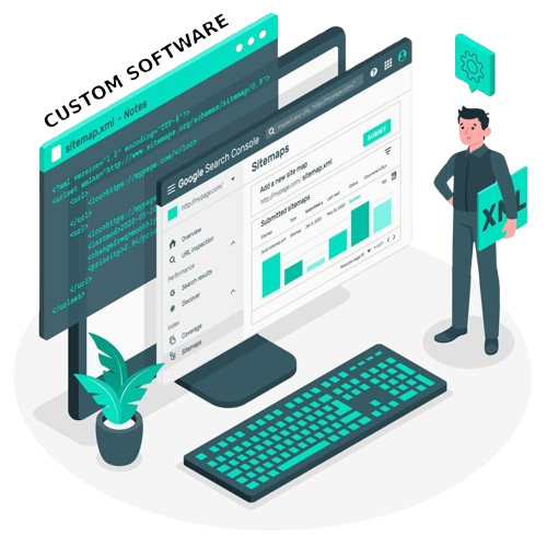 Abstract representation of custom software development